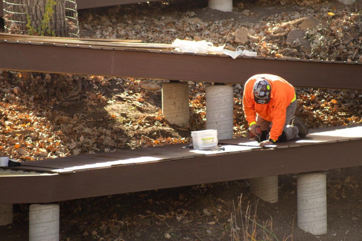 Construction started on a ramp walkway on campus in the fall of 2025 and is expected to be completed by the end of February 2026. 