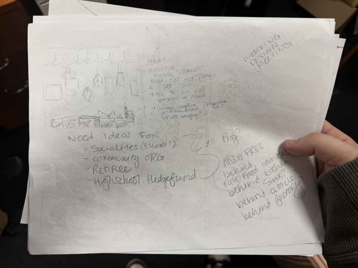 The original sketch for the Chicago skyline featured in "Working"