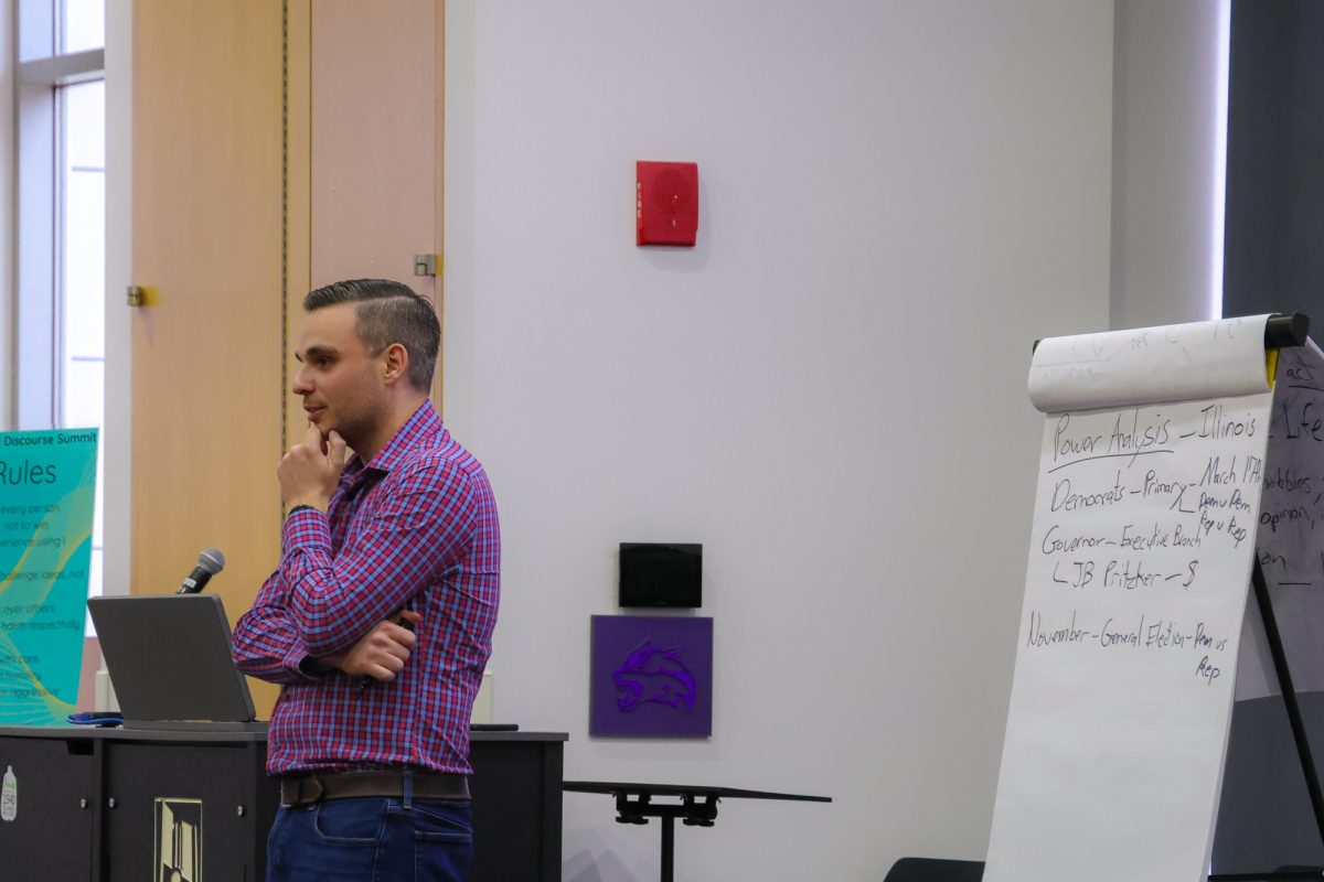 Guest speaker talks to JJC students at the Political Etiquette and Civil Discourse Summit on February 20, 2026.