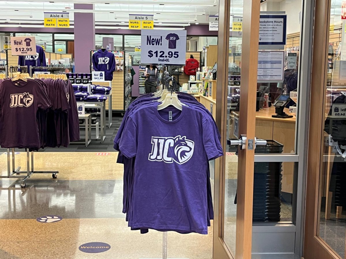 The JJC Bookstore sold new merchandise with the new school logo on the day of the logo reveal on March 25. 