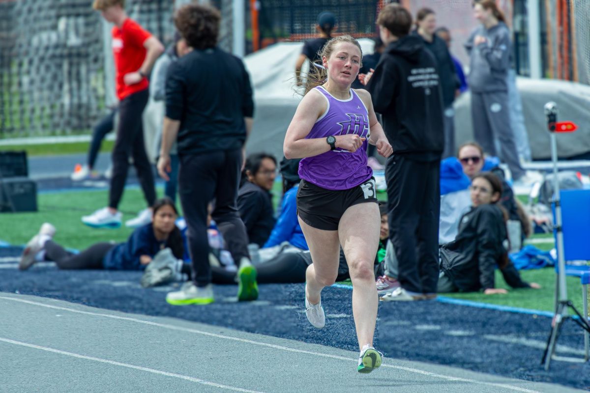 Sophomore Vivienne Forte competes in the 800 meter at the Chicagoland Championships in Elmhurst Ill on April 11, 2026. Forte came in 43rd out of 67 athletes.