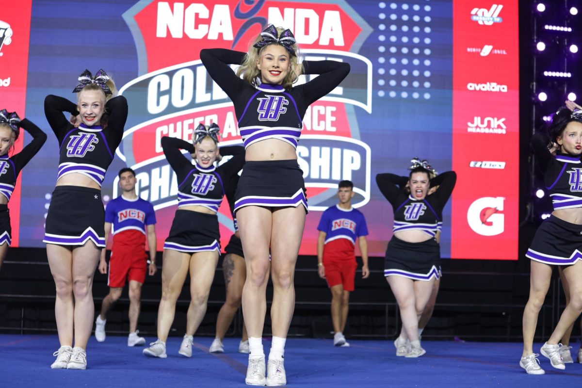 The JJC Cheer team performs at the NCA Nationals. 
