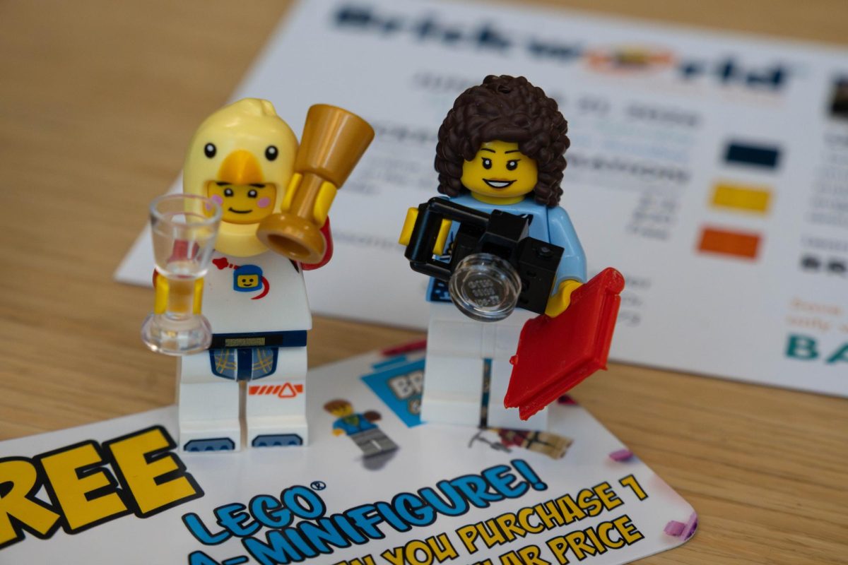 Two students completed Minifigs that were made at the "Build your own Lego Minifigure" event at the Romeoville Campus on March 18, 2026.