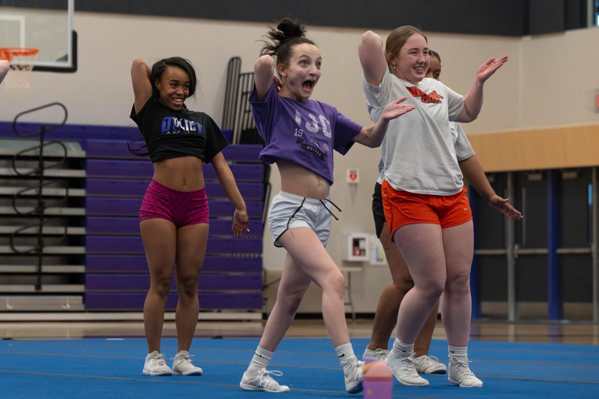 JJC's cheer team practicing on Tuesday, March 24, 2026.