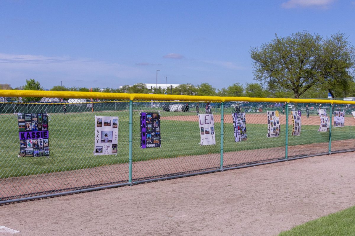 Posters of sophomores featured in JJC's sophomore night on April 28, 2026. The Wolves captured the victory against Kishwaukee College in 5 innings 10-0.